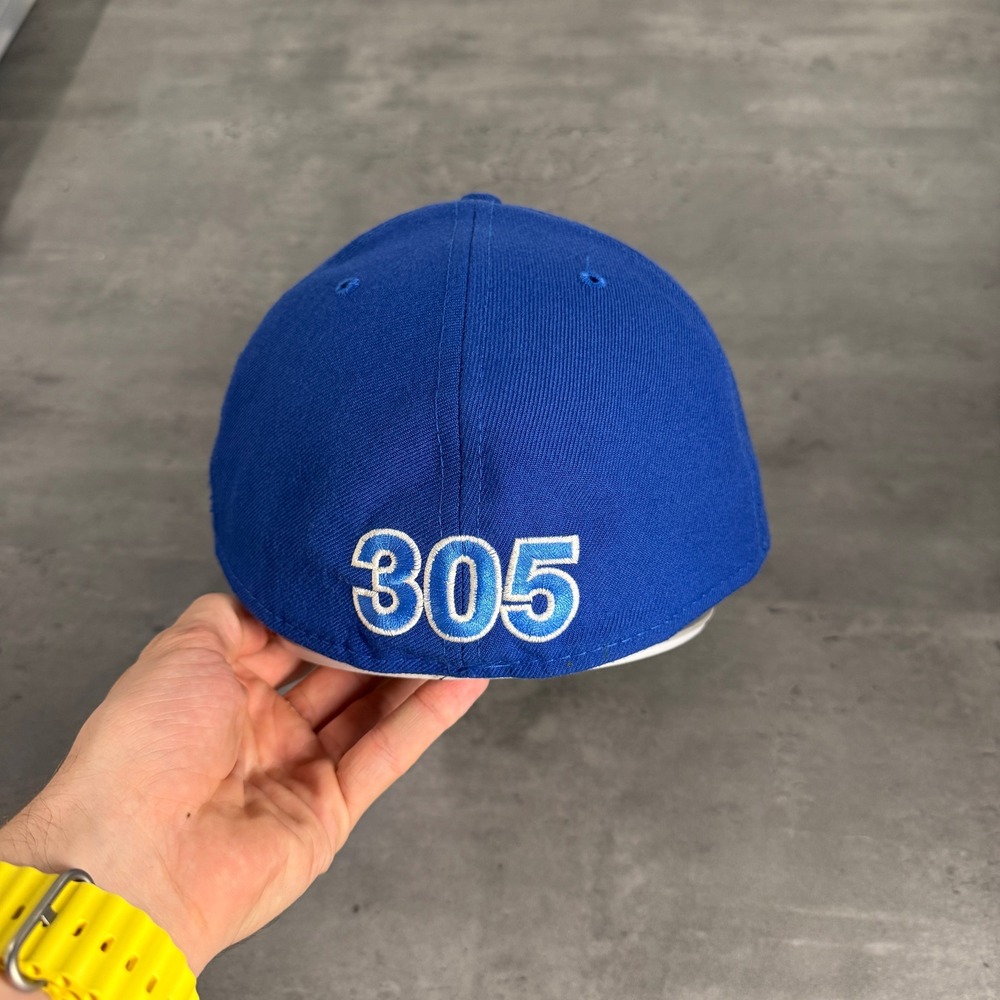 Vintage New Era I-95 Fitted Hat 8 Blue Interstate Miami 95 305 Wool USA Made Cap - Picture 5 of 8